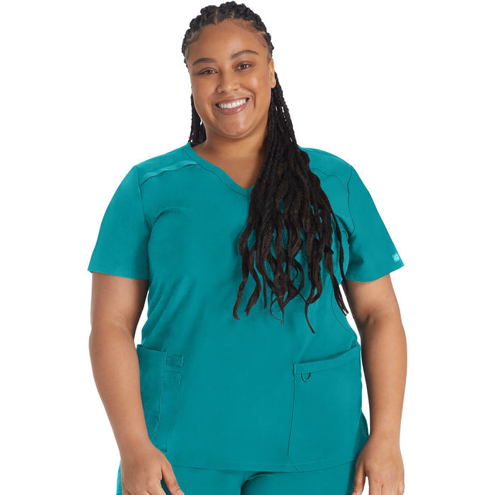 Women's EDS Essentials Mock Wrap Scrub Top - Teal Blue - 1
