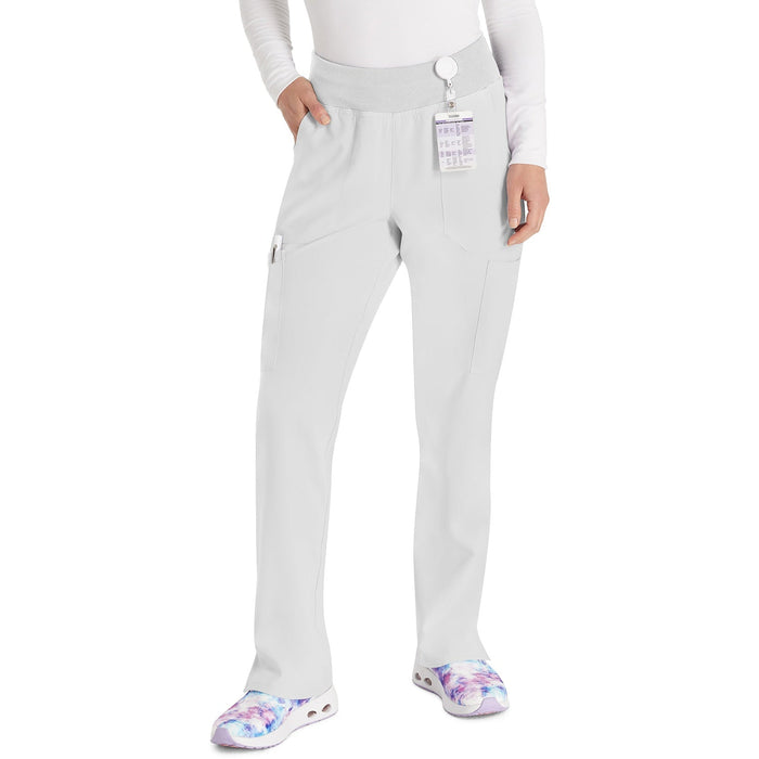 Women's EDS Essentials Natural Rise Tapered Leg Pull-On Scrub Pant - White - 1