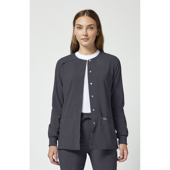 Women's EDS Essentials Snap Front Warm-Up Scrub Jacket - Pewter - 1