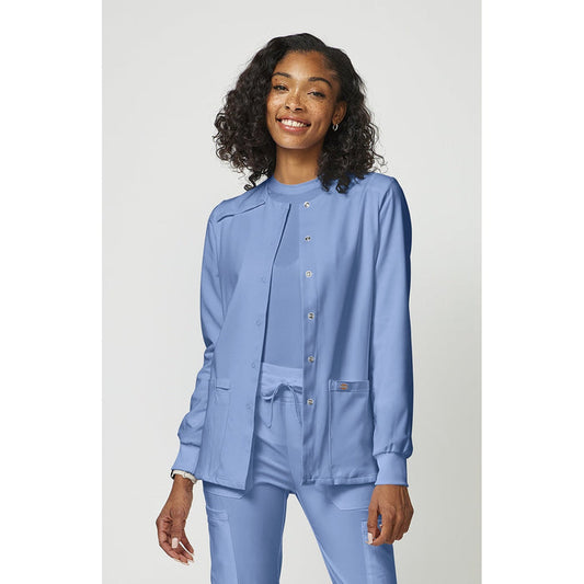 Women's EDS Essentials Snap Front Warm-Up Scrub Jacket - Ciel - 1