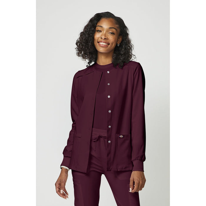 Women's EDS Essentials Snap Front Warm-Up Scrub Jacket - Wine - 1