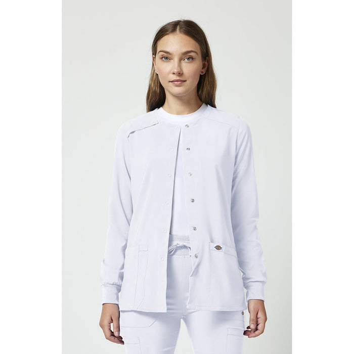 Women's EDS Essentials Snap Front Warm-Up Scrub Jacket - White - 1
