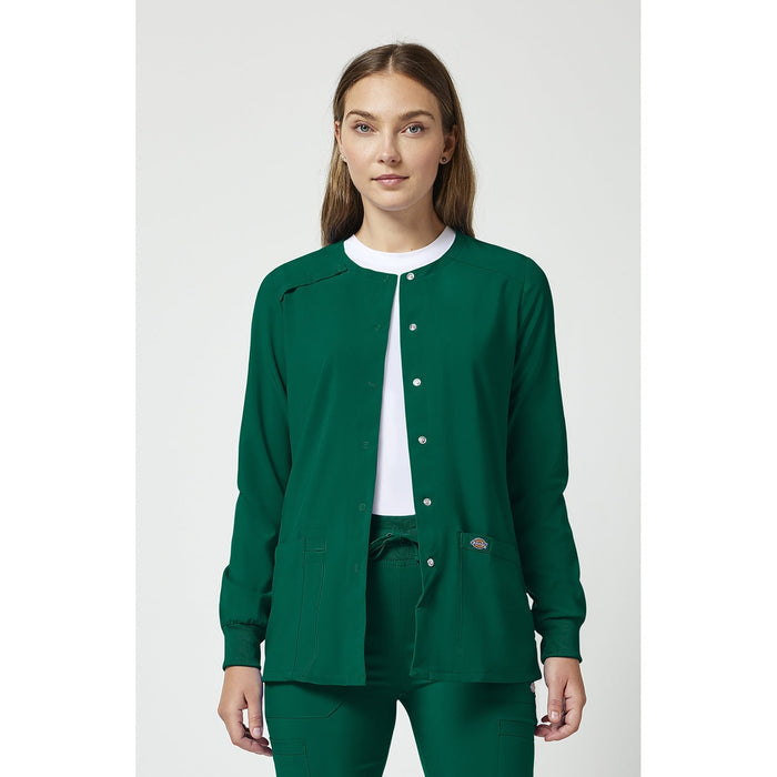 Women's EDS Essentials Snap Front Warm-Up Scrub Jacket - Hunter Green - 1