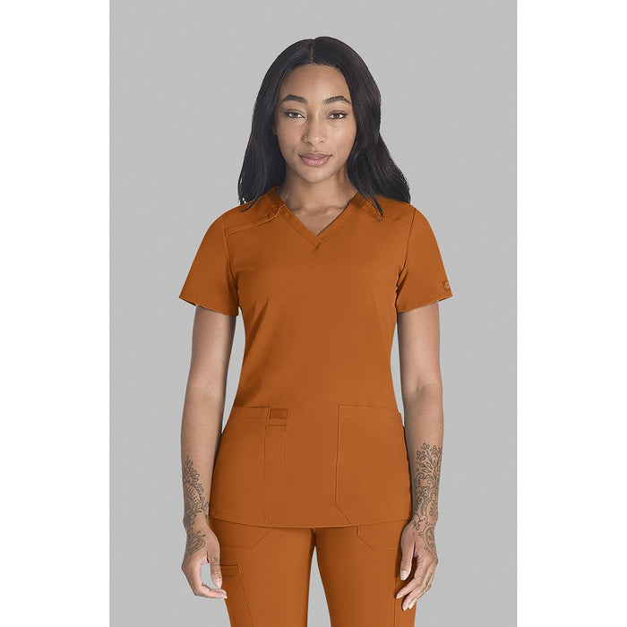 Women's EDS Essentials V-Neck Scrub Top - Apricot Orange - 1