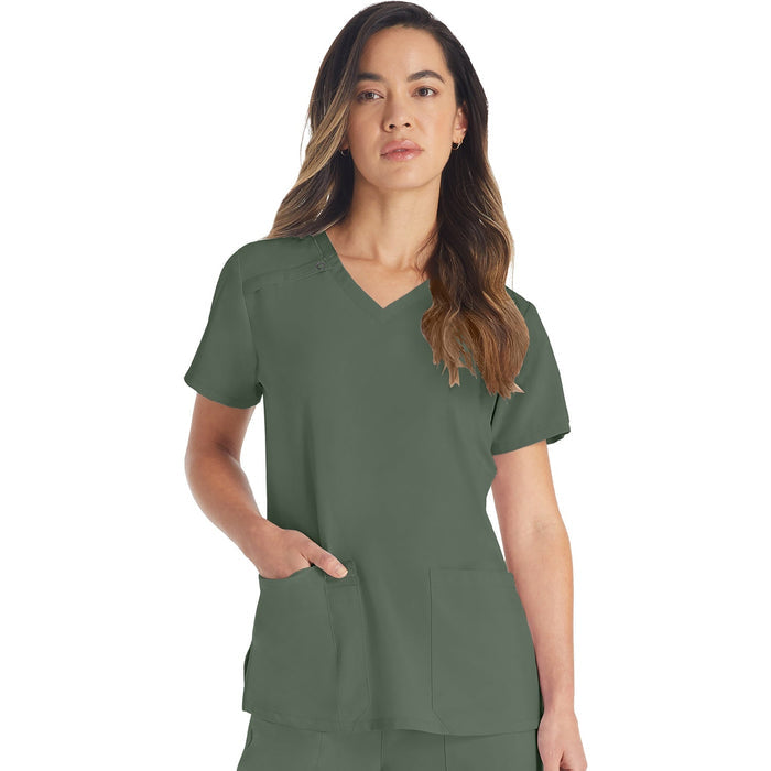 Women's EDS Essentials V-Neck Scrub Top - Olive - 1
