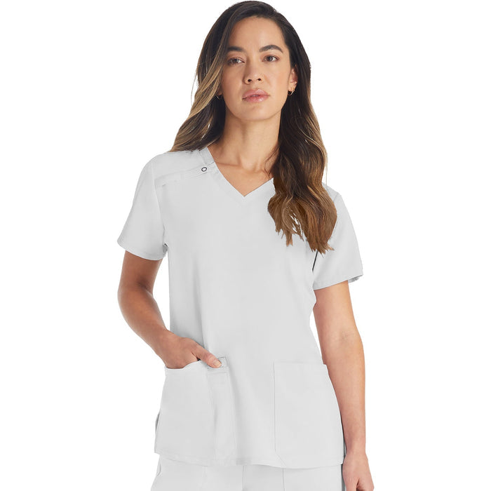 Women's EDS Essentials V-Neck Scrub Top - White - 1