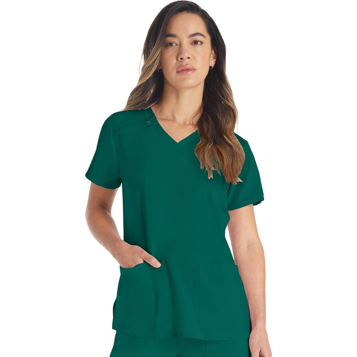 Women's EDS Essentials V-Neck Scrub Top - Hunter Green - 1