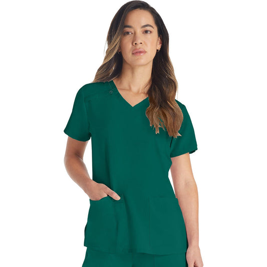 Women's EDS Essentials V-Neck Scrub Top - Hunter Green - 1