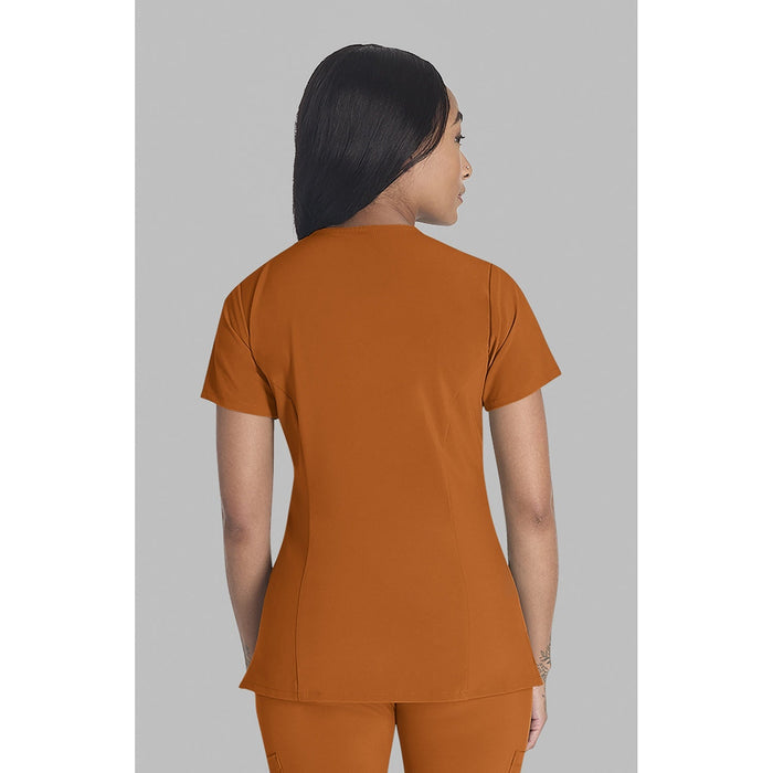 Women's EDS Essentials V-Neck Scrub Top - Apricot Orange - 2
