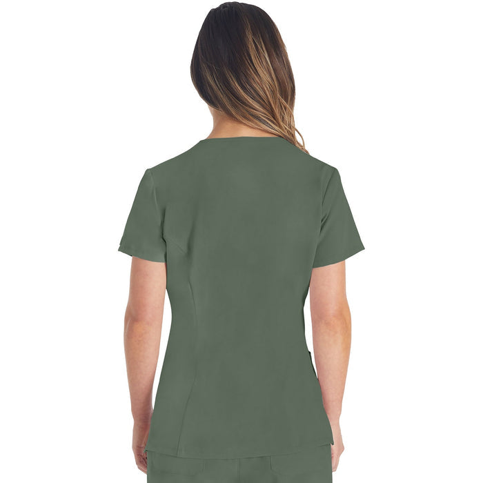 Women's EDS Essentials V-Neck Scrub Top - Olive - 2