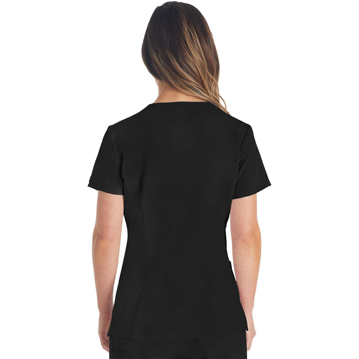 Women's EDS Essentials V-Neck Scrub Top - Black - 2