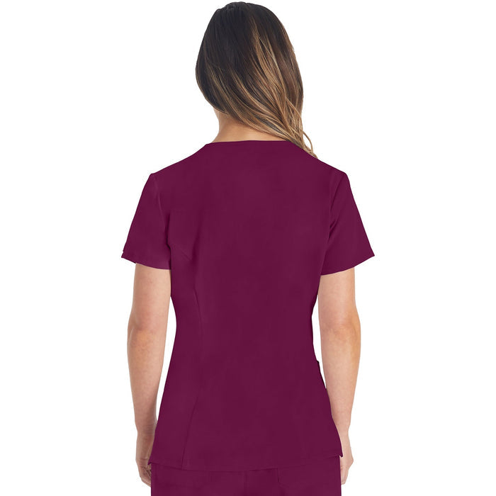 Women's EDS Essentials V-Neck Scrub Top - Wine - 2