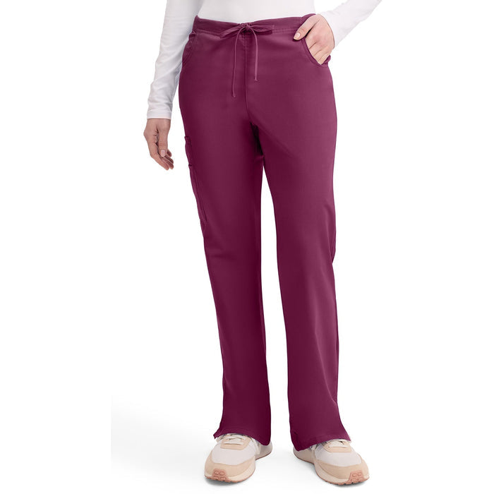 Women's EDS Signature Mid Rise Drawstring Cargo Scrub Pant - Wine - 1