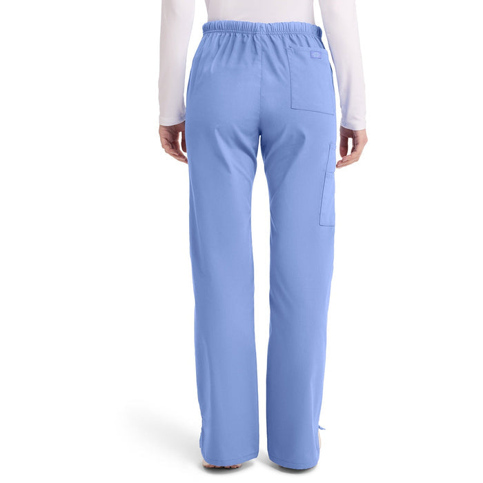 Women's EDS Signature Mid Rise Drawstring Cargo Scrub Pant - Ciel - 2