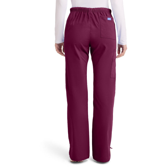 Women's EDS Signature Mid Rise Drawstring Cargo Scrub Pant - Wine - 2