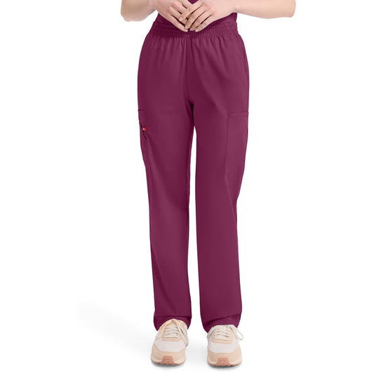 Women's EDS Signature Natural Rise Tapered Leg Pull-On Scrub Pant - Wine - 1