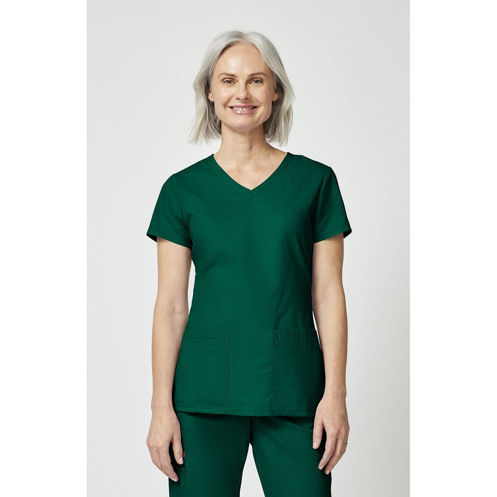 Women's EDS Signature V-Neck Scrub Top - Hunter Green - 1