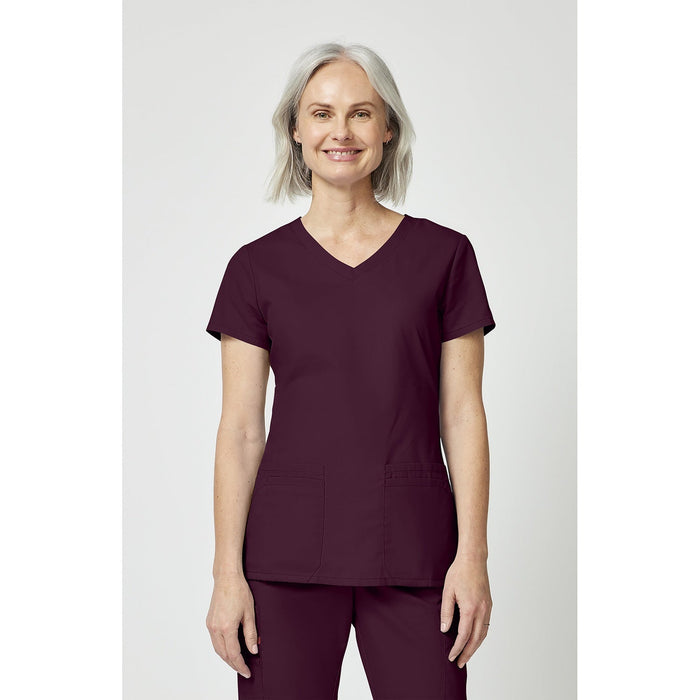 Women's EDS Signature V-Neck Scrub Top - Wine - 1
