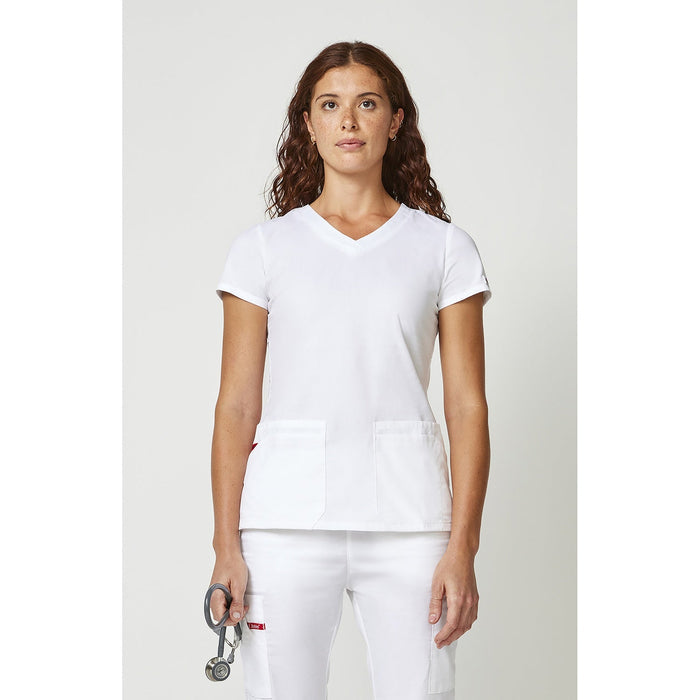 Women's EDS Signature V-Neck Scrub Top - White - 1