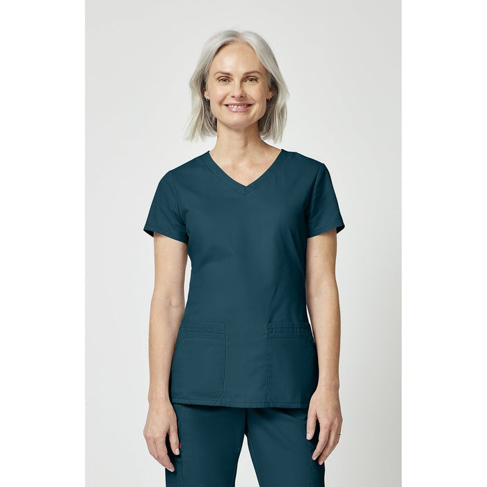 Women's EDS Signature V-Neck Scrub Top - Caribbean Blue - 1