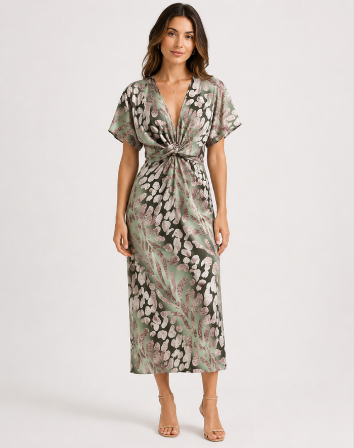 Women's Maxi Dress – Satin Wrap Style – Evening & Special Occasions