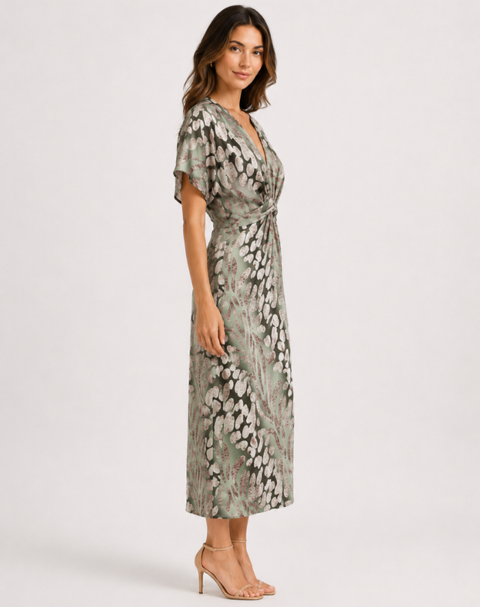 Women's Maxi Dress – Satin Wrap Style – Evening & Special Occasions