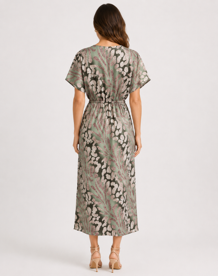 Women's Maxi Dress – Satin Wrap Style – Evening & Special Occasions