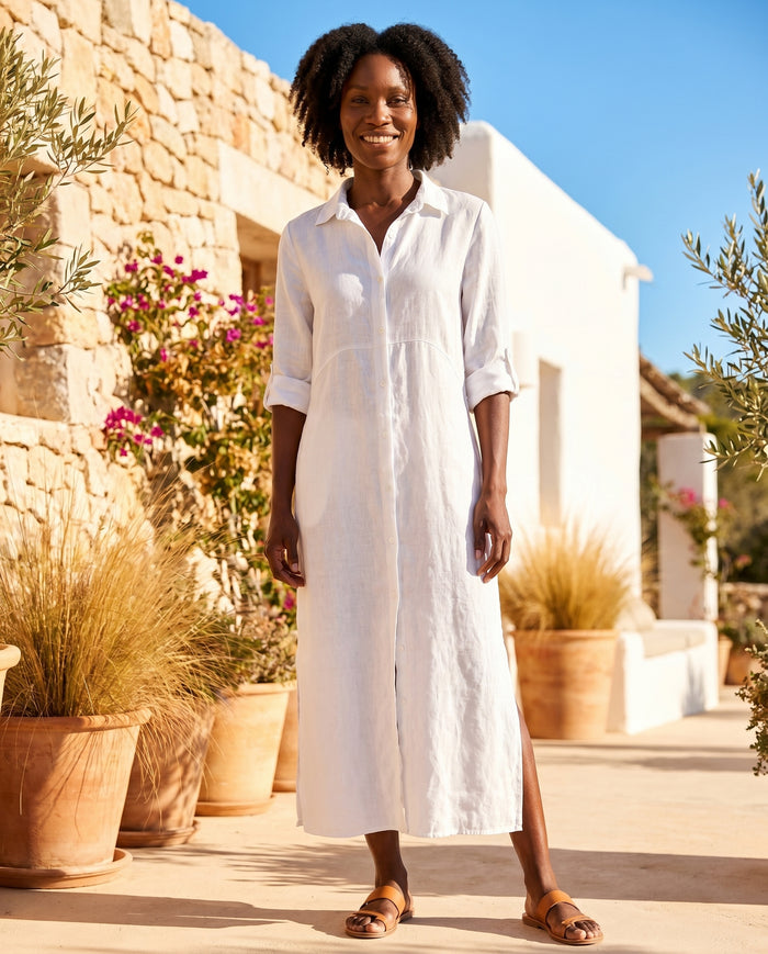 Sabrina - Linen Shirt Dress — hero shot