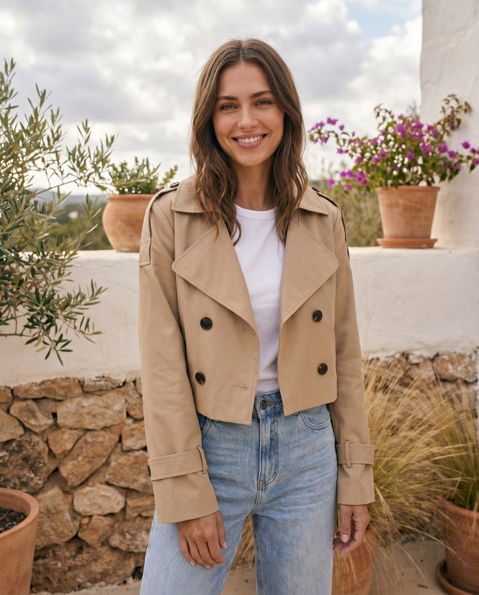 Elise - Cropped Trench Coat — hero shot