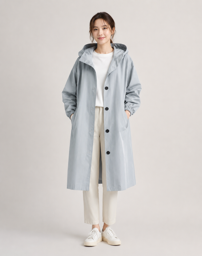 Women's Trench Coat – Lightweight Hooded Style – Everyday Wear
