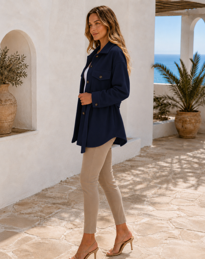 Women's Wool Jacket – Lightweight Buttoned Design – Casual Everyday Wear