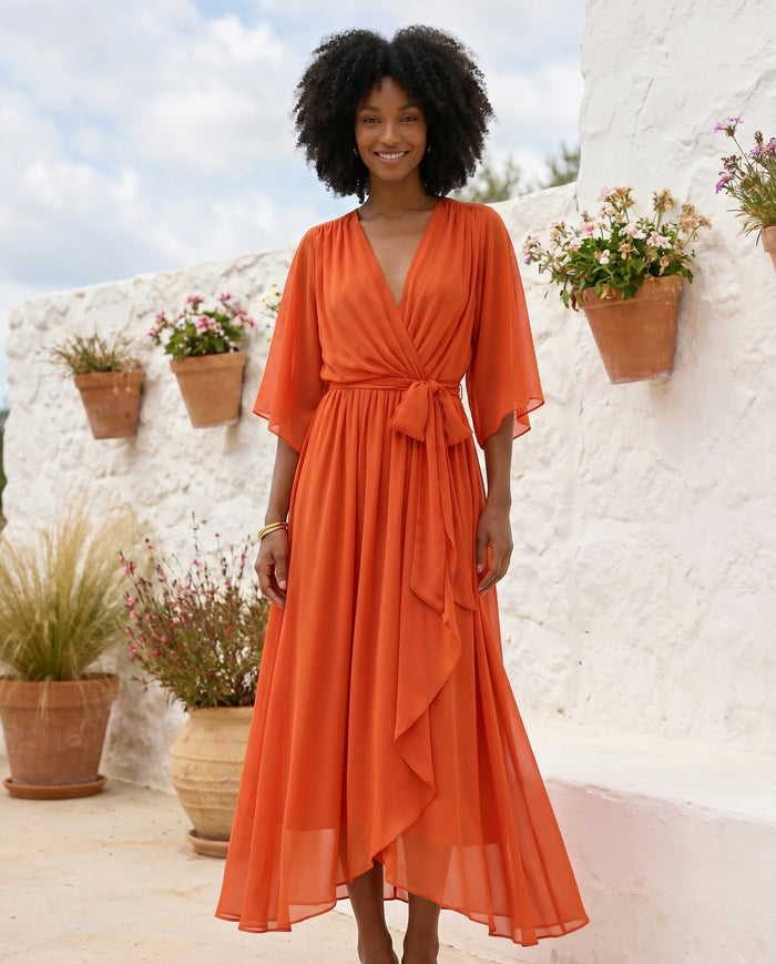 Kate - Wrap Midi Dress — hero shot