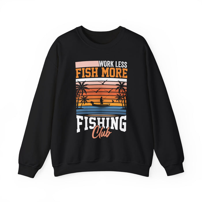 maroon sweatshirt with fishing club slogan graphic