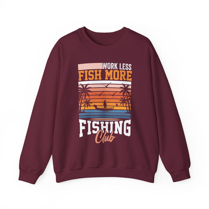 navy blue sweatshirt with angler motto print