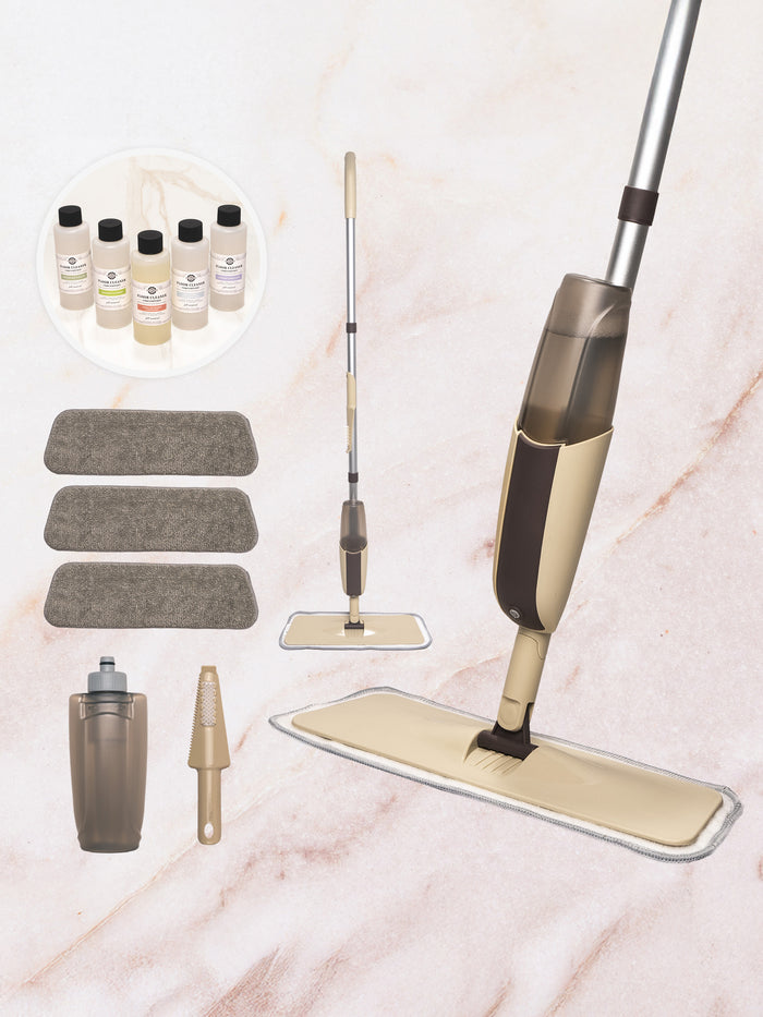 Rustic Strength, Zero Waste Mop pictured with detail of accessories and inclusions